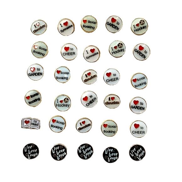 Lot 24+ Floating Locket Jewelry Charms I ❤️ Hobbies, Activities, Sports NEW - Picture 6 of 6